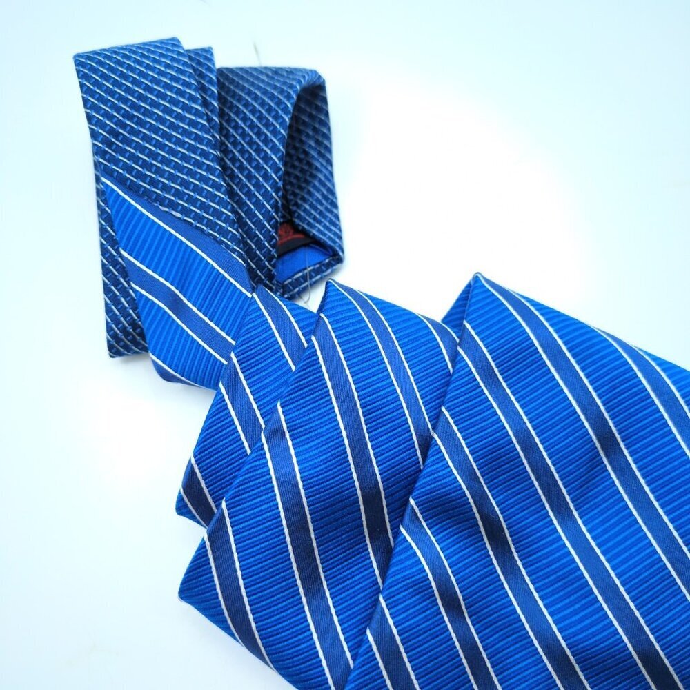 Lot of 2 Tommy Hilfiger Silk Ties Dual Pattern Red Cream & Blue White Made USA - Picture 5 of 10